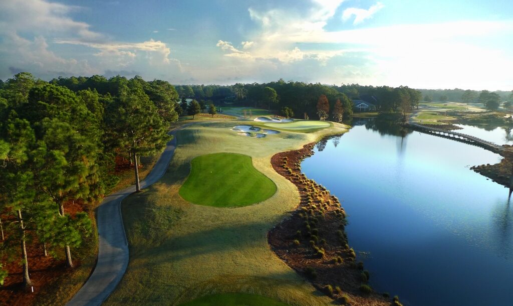 Aerial view of the Raven Golf Club at Sandestin in Miramar Beach, Florida